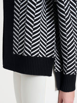 Cárdigan abierto con diseño en espiga en Super Soft Negro para mujer - Ragno