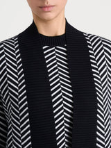 Cárdigan abierto con diseño en espiga en Super Soft Negro para mujer - Ragno
