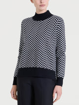 Lupetto con fantasia spigata in Super Soft Neri Donna - Ragno