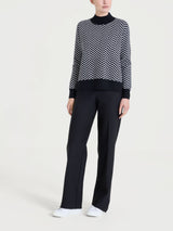 Lupetto con fantasia spigata in Super Soft Neri Donna - Ragno