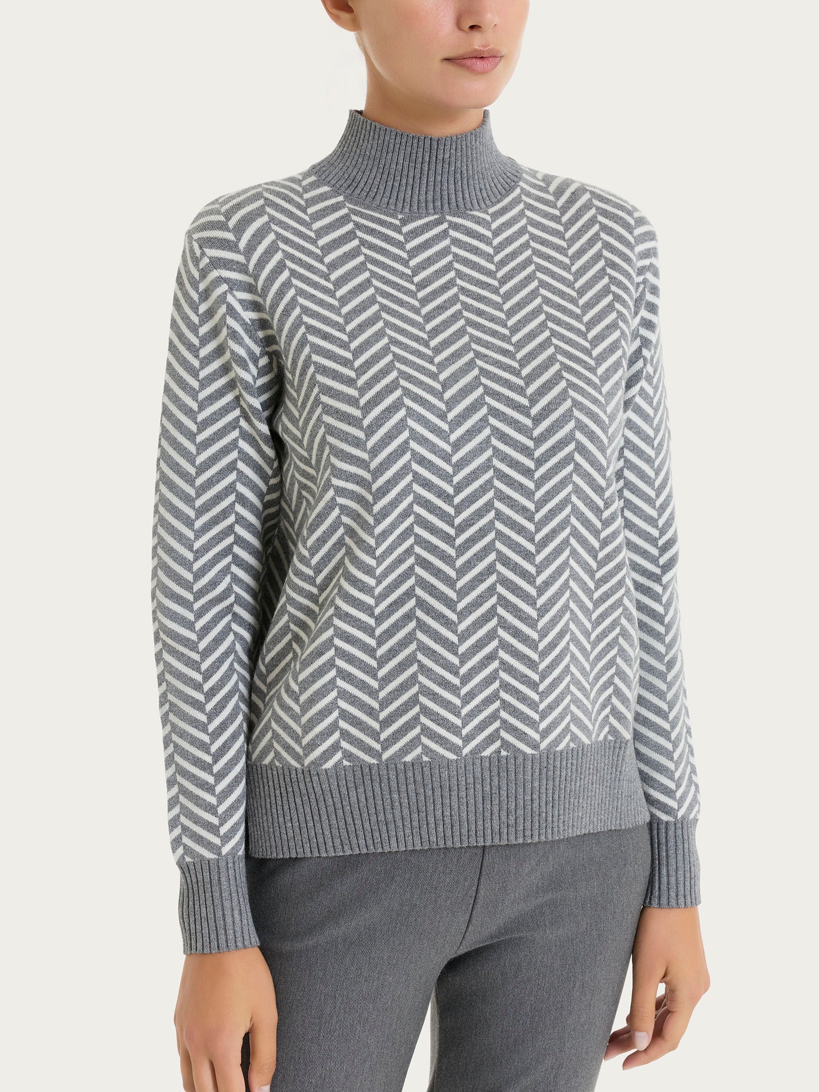 Lupetto con fantasia spigata in Super Soft Neri Donna - Ragno