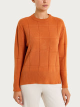 Maglia girocollo con fantasia check in Super Soft Arancioni Donna - Ragno