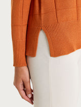 Maglia girocollo con fantasia check in Super Soft Arancioni Donna - Ragno