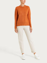 Maglia girocollo con fantasia check in Super Soft Arancioni Donna - Ragno