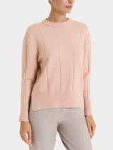 Maglia girocollo con fantasia check in Super Soft Rosa Donna - Ragno