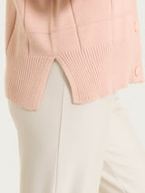 Cardigan con scollo a V e fantasia check in Super Soft Rosa Donna - Ragno