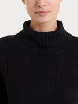 Dolcevita con fantasia check in Super Soft Neri Donna - Ragno