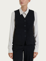 Gilet con quattro bottoni in Flannel Twill Neri Donna - Ragno