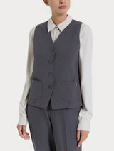 Gilet con quattro bottoni in Flannel Twill Neri Donna - Ragno