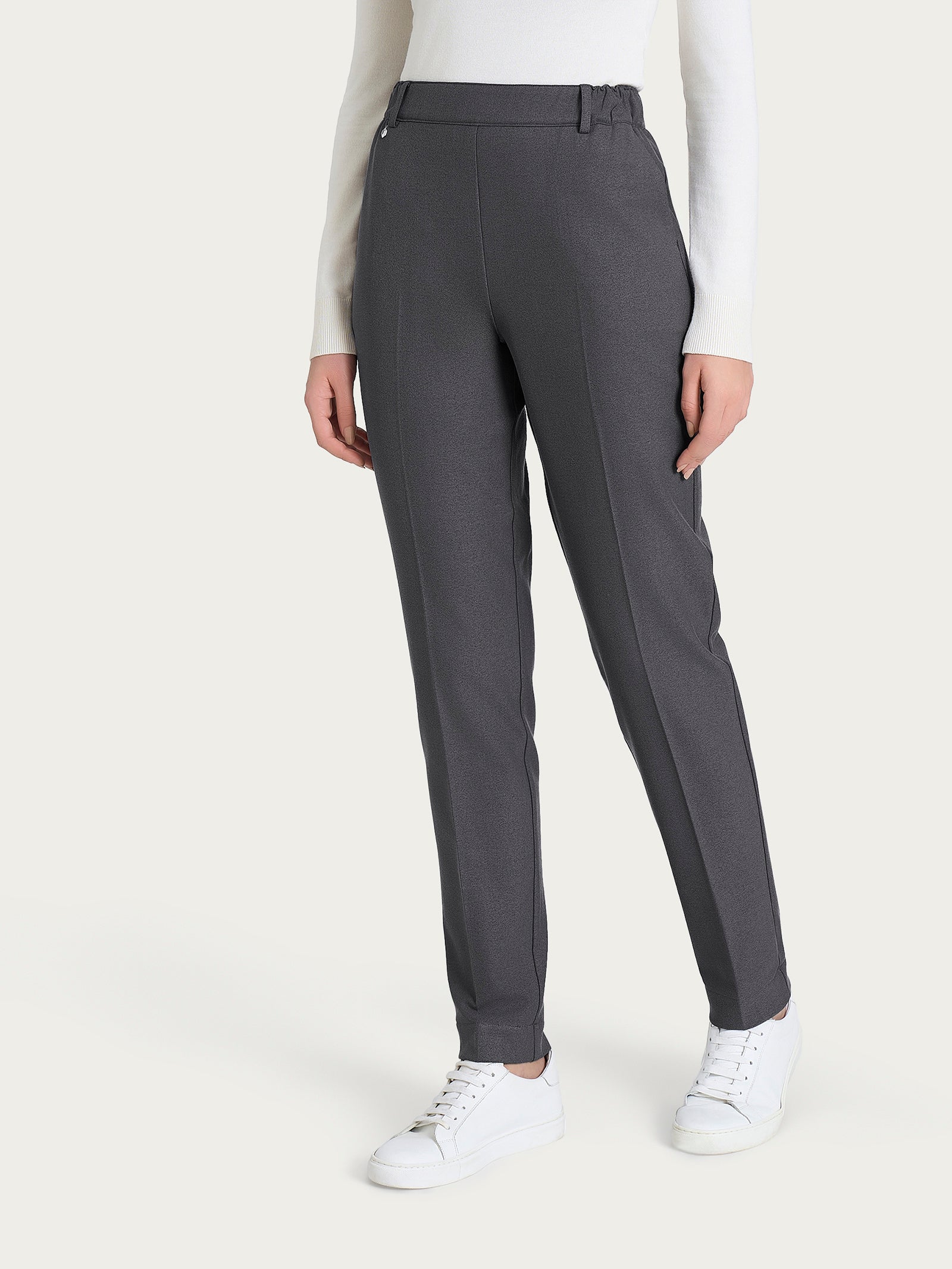 Pantalone chino slim con tasche in Flannel Twill Neri Donna - Ragno