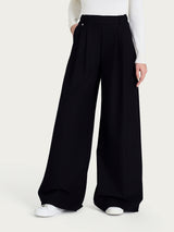 Pantalone a palazzo con tasche e pinces in Flannel Twill Neri Donna - Ragno