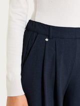 Pantalone a palazzo con tasche e pinces in Flannel Twill Blu Donna - Ragno