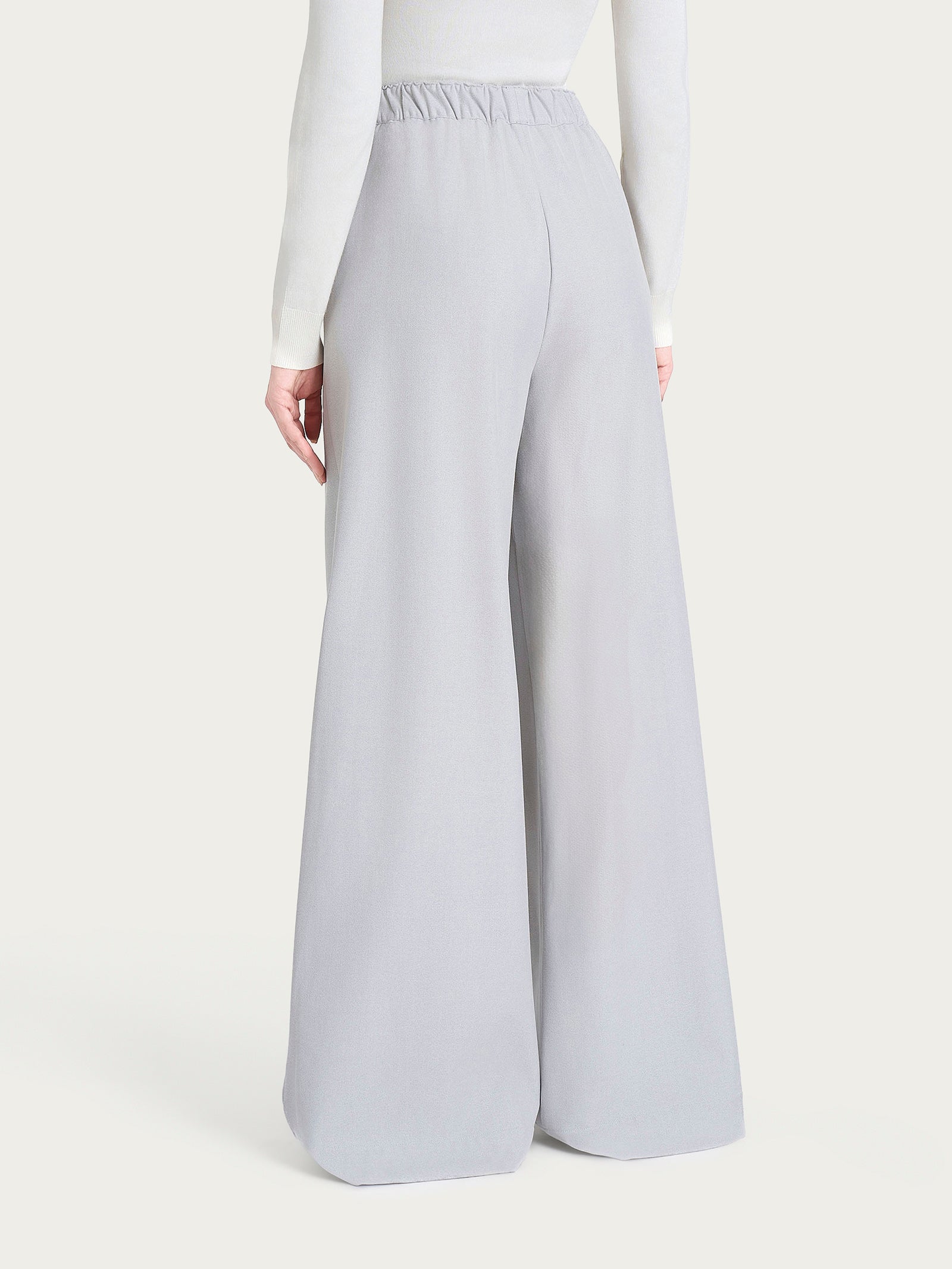 Pantalone a palazzo con tasche e pinces in Flannel Twill Neri Donna - Ragno