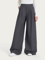 Pantalone a palazzo con tasche e pinces in Flannel Twill Neri Donna - Ragno