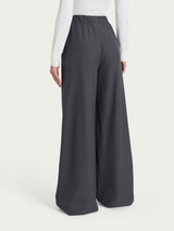 Pantalone a palazzo con tasche e pinces in Flannel Twill Neri Donna - Ragno