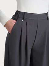 Pantalone a palazzo con tasche e pinces in Flannel Twill Neri Donna - Ragno