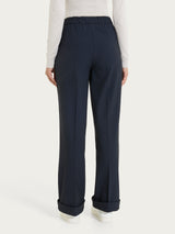 Pantalone ampio con tasche in Flannel Twill Blu Donna - Ragno