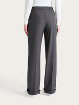 Pantalón ancho con bolsillos de Flannel Twill Negro para mujer - Ragno