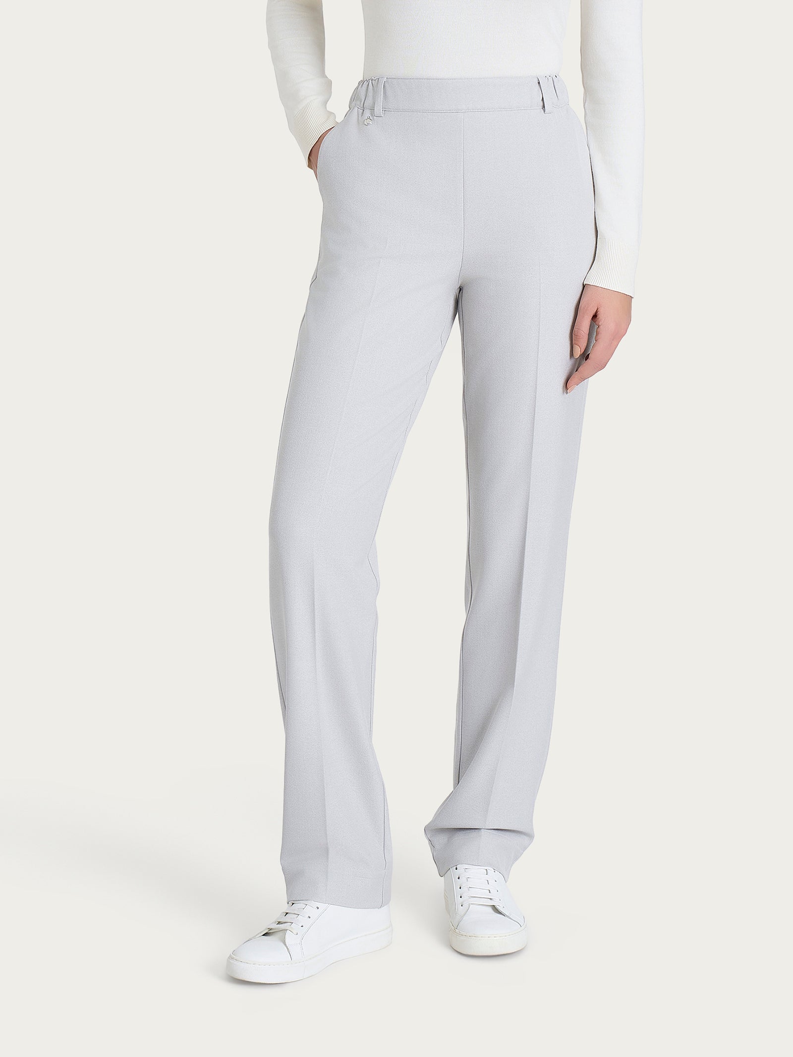 Pantalone dritto con tasche in Flannel Twill Neri Donna - Ragno