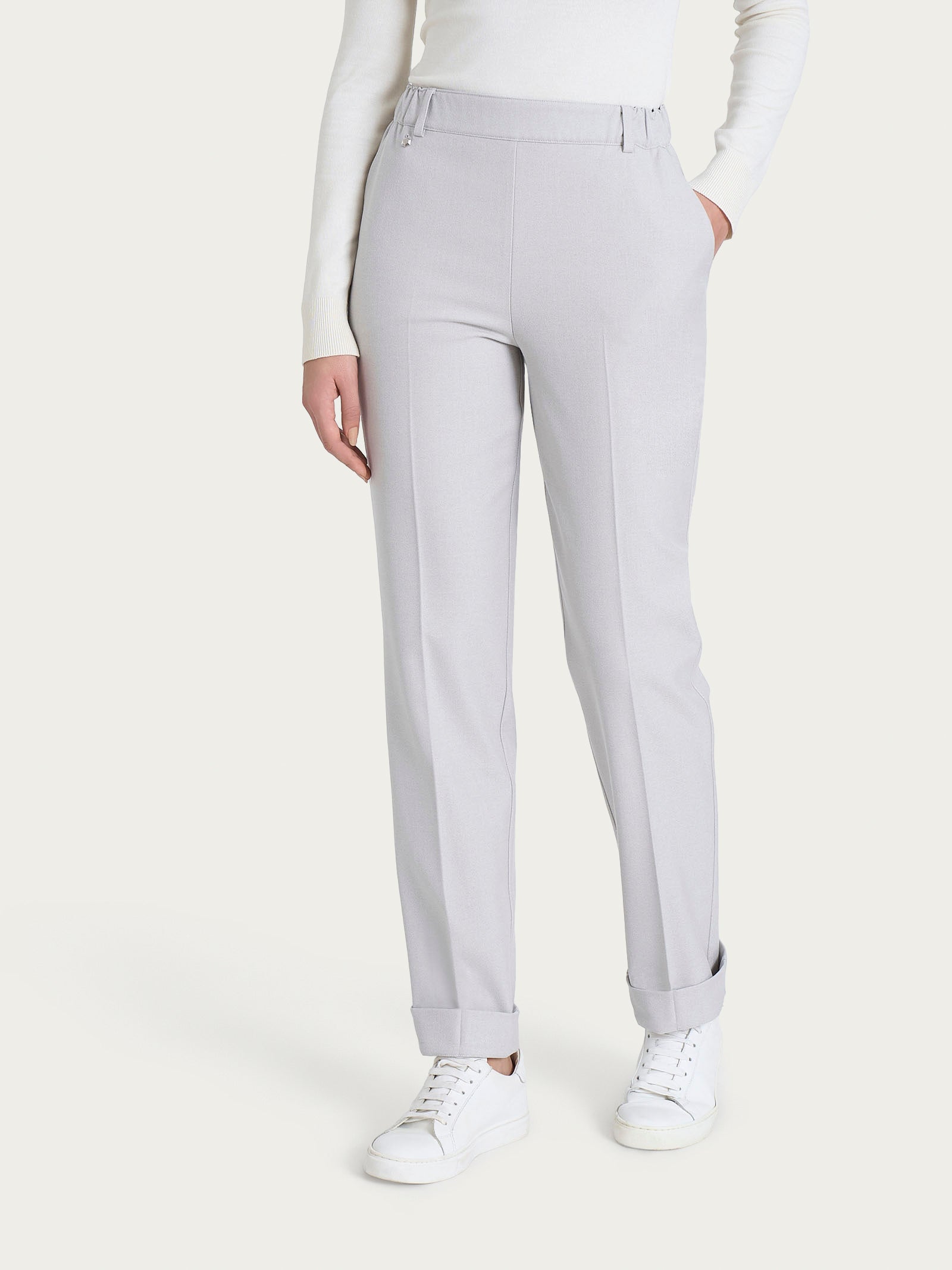 Pantalone dritto con tasche in Flannel Twill Neri Donna - Ragno