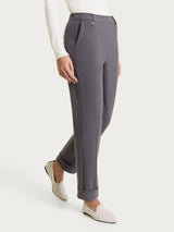 Pantalone dritto con tasche in Flannel Twill Neri Donna - Ragno
