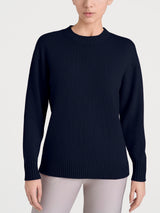 Maglia girocollo leggera in Merino Soft Blu Donna - Ragno