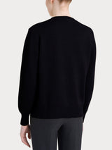 Maglia girocollo tinta unita in misto Lana e Angora Neri Donna - Ragno