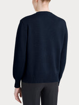 Maglia girocollo tinta unita in misto Lana e Angora Blu Donna - Ragno