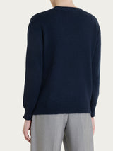 Maglia girocollo tinta unita in misto Lana e Angora Blu Donna - Ragno