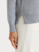 Maglia girocollo tinta unita in misto Lana e Angora Neri Donna - Ragno
