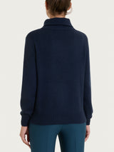 Women's Blue Wool and Angora Blend Turtleneck Sweater - Ragno