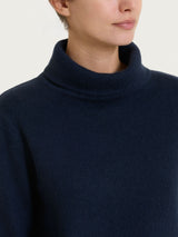 Women's Blue Wool and Angora Blend Turtleneck Sweater - Ragno