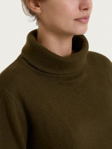 Women's Green Wool and Angora Blend Turtleneck Sweater - Ragno