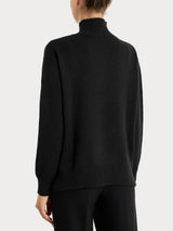 Cardigan con collo alto in misto Lana e Angora Neri Donna - Ragno