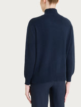 Cardigan con collo alto in misto Lana e Angora Blu Donna - Ragno