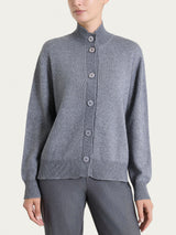 Cardigan con collo alto in misto Lana e Angora Neri Donna - Ragno