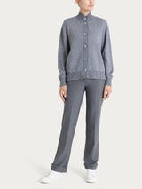 Cardigan con collo alto in misto Lana e Angora Neri Donna - Ragno