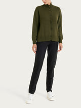 Women's Green Wool and Angora Blend High-Neck Cardigan - Ragno