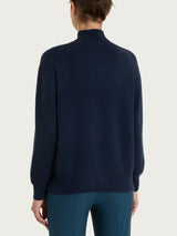 Women's Blue Wool and Angora Blend Turtleneck - Ragno