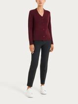 Cardigan con scollo a V e bottoni in Winter Cotton Viola Donna - Ragno