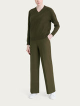 Maglia con scollo a V e con trecce in Natural Soft Verdi Donna - Ragno