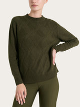 Maglia girocollo con trecce in Natural Soft Verdi Donna - Ragno