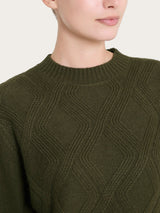 Maglia girocollo con trecce in Natural Soft Verdi Donna - Ragno