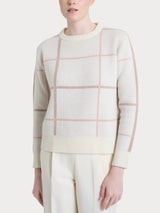Maglia girocollo con check pattern in Natural Soft Grigi Donna - Ragno