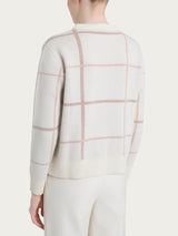 Maglia girocollo con check pattern in Natural Soft Grigi Donna - Ragno