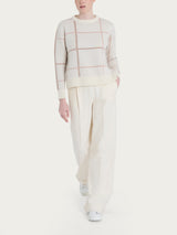 Maglia girocollo con check pattern in Natural Soft Grigi Donna - Ragno