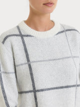 Maglia girocollo con check pattern in Natural Soft Neri Donna - Ragno