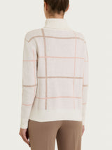 Women's Gray Wool and Angora Blend Checkered Turtleneck - Ragno