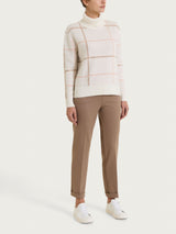 Women's Gray Wool and Angora Blend Checkered Turtleneck - Ragno