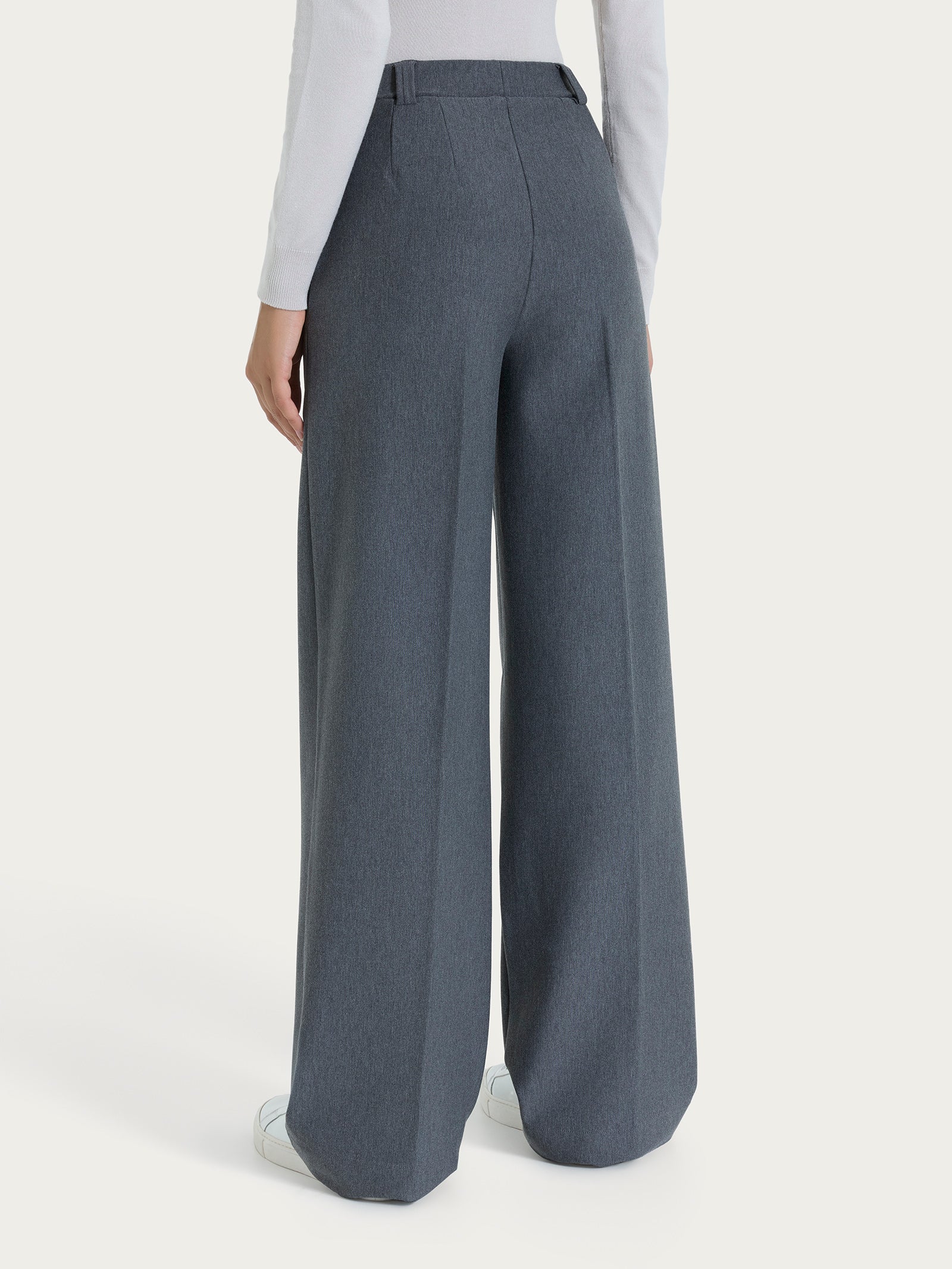 Pantalone a palazzo con taschino in Compact Neri Donna - Ragno